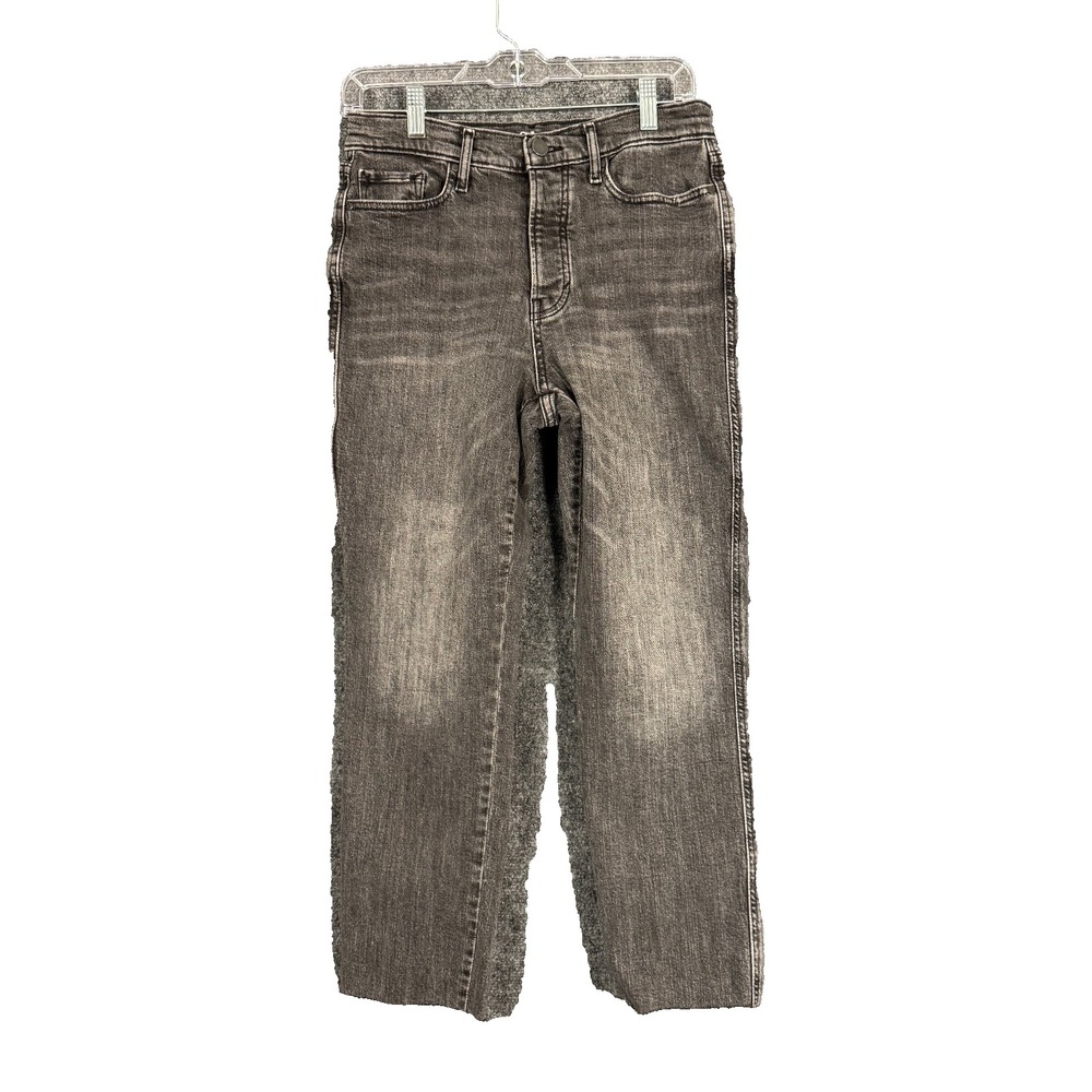 a.n.a High-Rise Straight Leg Goth Dark Charcoal Grey Raw Hem Style Jeans Sz 5